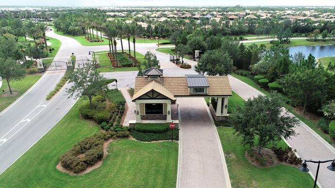 Aerial view of Del Webb Lakewood Ranch, a gated community in Florida with homes for sale