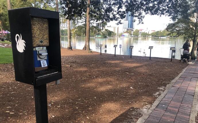 Swan Food Dispensers in Lake Eola Park-Downtown Orlando